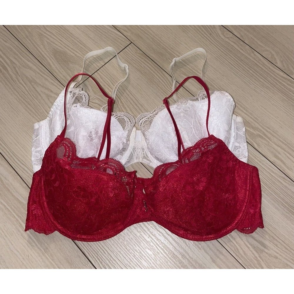 Lot 2 Fredericks Of Hollywood 1641 Balconette Bras Lace Underwire Womens 38C - Picture 2 of 7